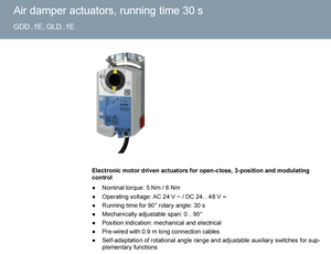 Actionneur d'amortisseur rotatif GDD161.1E, 5 Nm, AC/DC24V, (0/2...10V), temps de fonctionnement de 30 s, IP54 - Product Image 2
