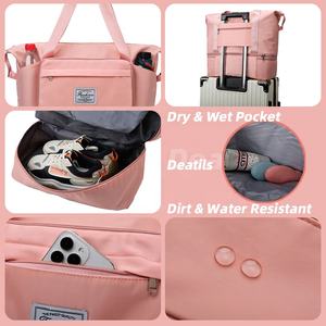 Toptan özel Logo büyük kapasiteli spor salonu kadın erkek su geçirmez katlanır seyahat ayakkabı cebi ile genişletilebilir Duffel silindir çanta - Product Image 2