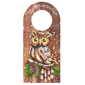 5d Diamond Painting Door Handle Wooden Sign Board Handmade DIY Door Handle Decor Owl Picture