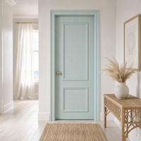 Porte intérieure moulurée en mélamine, couleur vert sauge, pour chambre à coucher, avec cadre, design à deux panneaux, taille personnalisée pour la maison