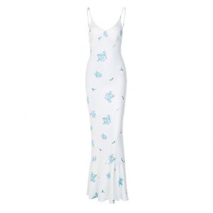 Dropshipping Resort mare donna estate Boheme stampa floreale elegante senza maniche Sexy Maxi abiti sottoveste donna - Product Image 4