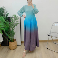 Robe longue plissée pour femme 2026, nouvelle collection, avec manches lanternes, style décontracté, robe maxi ombrée avec taille élastique