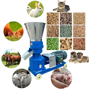 Machine à fabriquer des granulés d'aliments pour animaux bleus pour porcs, lapins, poulets, vaches, chiens, chats, avec moteur et roues - Product Image 1