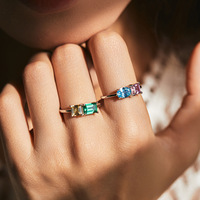 Bijoux de mode de haute qualité, bagues de fiançailles colorées, argent sterling S925, zircone 5A, collection d'anneaux hypoallergéniques