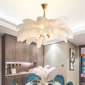 Lampe LED intelligente décorative amovible pour décoration d'hôtel support de <span class=keywords><strong>palmier</strong></span> moderne design en cuivre plume d'autruche lampadaire <span class=keywords><strong>lustre</strong></span> - Product Image 1