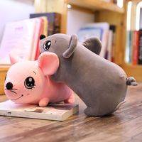 Adorable Peluche Souris Grise aux Grands Yeux de 30 cm - Coussin Cuddly Marque U-tron pour Enfants, Idéal pour la Sieste, la Décoration et les Cadeaux