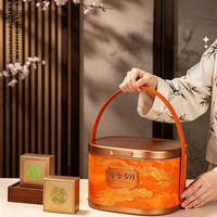 Boîtes métalliques pour emballage de gâteaux de lune de la mi-automne, boîtes en fer portables, boîtes cadeaux vides pour gâteaux de lune cantonais, vente en gros immédiate