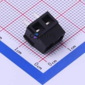 DB127V-5.0-2P-BK-S Screw Terminal Block Through hole Component (THT),P=5mm Connector 1x2P 5mm Black Through Hole - Product Image 1