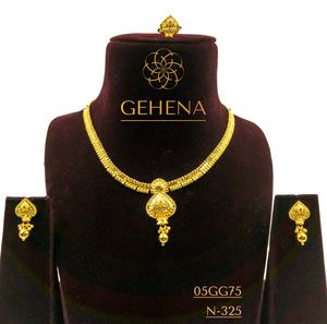 5 GRAMME PLAQUÉ OR 24K COURT LONG BEAU COLLIER ENSEMBLE BOUCLE D'OREILLE DOIGT ANNEAU FEMME DESIGNER CHOKER ARABES TENDANCE NOUVEAU GRAND LAITON - Product Image 1