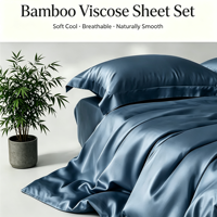 Parure de lit en bambou bio rafraîchissante 300TC Queen Size – Drap, taie d'oreiller et housse de couette respirants et écologiques – 4 pièces