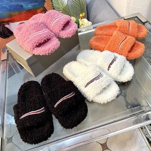 Designer <strong>Women</strong> Shoes Furry Curly Fur Slides Striped Embroidered <strong>Slippers</strong> Open Toe Sole Warm Indoor Bedroom <strong>Slippers</strong> <strong>for</strong> <strong>Women</strong> - Product Image 2