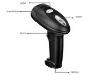 Escáner de Código de Barras 2D Industrial de Alta Velocidad A-9295XD con Cable USB DPM para Escaneo de Inventario en Almacenes