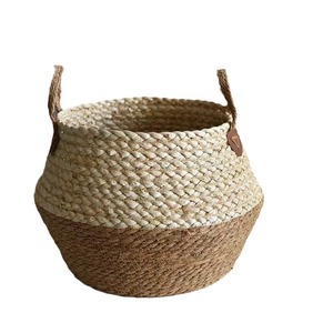 Pots et paniers à fleurs pliables en rotin tressé de style rustique, respirants et biodégradables avec housses de protection pour plantes - Product Image 5
