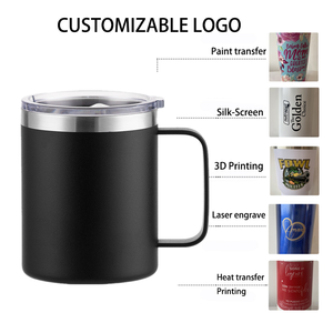 Custom Logo 12oz/14oz/16oz Powder Coated Thermal Vacuum Insulated Stainless Steel Travel <b>Mugs</b> Handle Stainless Steel Tumblers - Product Image 6