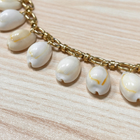 Verano Bohemia playa Shell perla Conch 18K oro Acero inoxidable impermeable collar mujeres enlace océano collar