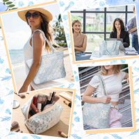 Grand sac fourre-tout matelassé à motif floral pour femme, sac à main patchwork avec poche zippée, léger, pour le collège, le shopping ou l'école