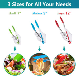 Plump 3-Piece Food Tong Set Stainless Steel With Silicone Heat Resistant For BBQ And Kitchen Use - Product Image 3