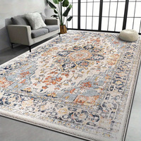 Kunstkaschmir-Quadrat-Teppich, waschfrei, schmutzabweisend, geometrisches Muster, großflächig, für Sofa, Couchtisch, amerikanischer Stil