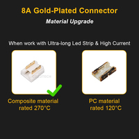 Connecteur de bande LED COB transparent 9 en 1 à 2 broches, connexion rapide sans soudure, plaqué or 8A pour bande LED COB sans interstice de 5 mm, 8 mm, 10 mm