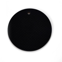 Sous-plat rond en silicone résistant à la chaleur et imperméable, texture nid d'abeille, antiadhésif, protection de table avec trou de suspension pour ustensiles de cuisine