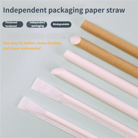 Pailles jetables en papier de 8,5 pouces, pailles écologiques jumbo pour thé aux perles et boissons lactées