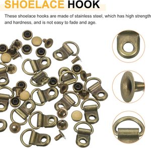 Shoelace <b>Hook</b> Boot Lace <b>Hooks</b> D Ring Eyelet Buckles With Rivets Boots Eyelet Repair Clip For Hiking Boot - Product Image 3