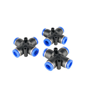 Zonye Pza Cross Four Way <b>Connector</b> 4 6 8 10 12 Mm <b>Quick</b> Connect Pneumatic Fittings Plastic Blue Cap Series - Product Image 5