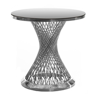 Support à gâteau de luxe en acier inoxydable doré avec plateau en verre miroir pour mobilier d'hôtel, mariages et réceptions en extérieur, et repas à domicile