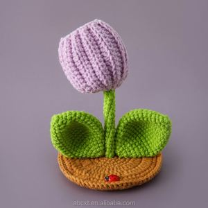 Macetas con Flores Artificiales, Macetas Decorativas, Flores de Ganchillo, Tulipanes, Girasoles, Soporte para Teléfono Móvil - Product Image 5