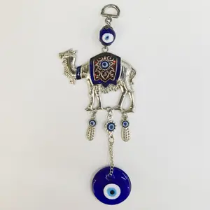 Wholesale Blue Evil Eye Pendant Metal Camel with Alloy Decoration Evil Eye Wall Hanging