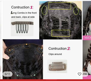 Demi-<span class=keywords><strong>perruque</strong></span> en cheveux humains 3/4, fabriquée à la machine, cheveux raides longs de 14 à 28 pouces, cheveux brésiliens Remy, demi-perruques pour femmes, pour couvrir les cheveux blancs - Product Image 4