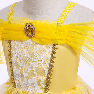 Costume de danse Belle de La Belle et la Bête pour enfants, robe de bal jaune, robe de princesse pour les fêtes d'anniversaire, Halloween et cosplay - Product Image 3