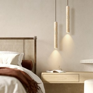 Yellow Travertine Pendant <b>Light</b> Long Shape <b>Led</b> Home Bedroom Wall Lighting Fixture - Product Image 1
