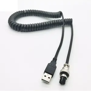 USB A Male To M12 GX12 3Pin 4Pin Female Aviation Waterproof Power Spiral PUR Coiled PU Spring Cable PU Cable