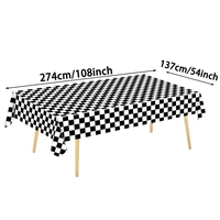 Décoration de fête de course Nappe à carreaux noirs 54x108 en noir blanc à carreaux en plastique jetable drapeau à carreaux couverture de table
