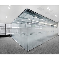 Partition murale en verre simple transparente pleine vue personnalisée cloison de bureau démontable en aluminium d'usine