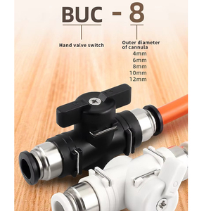 Conectores de Empuje Rápido, Válvula de Bola de Control de Flujo de Aire, Válvula Manual BUC-6 de Plástico Compatible con 10 mm - Product Image 5