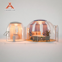 Dôme de glamping en polycarbonate étanche Kawagebo Kamp (KK) 4m + 2.5m, type igloo, pour hôtel, tente de dôme géodésique préfabriquée