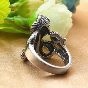 Anillo de Acero de Titanio con Diseño de Serpiente, Estilo Punk Retro, Unisex, Color Plateado - Product Image 3