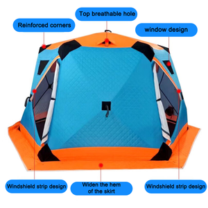 Tente de pêche sur glace hexagonale, installation automatique rapide, coupe-vent, imperméable, résistante au <span class=keywords><strong>froid</strong></span> hivernal, camping en plein air quatre saisons, Oxford - Product Image 5