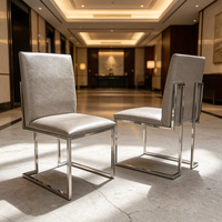 Chaise de salle à manger moderne minimaliste en acier inoxydable Luoweisen, chaises rembourrées grises pour événements, mobilier pour hôtel et restaurant