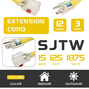Cable de extensión de CA con enchufe estadounidense de 3 clavijas (macho a hembra) con interruptor en línea NEMA 5-15P 5-15R para equipos de iluminación - Product Image 3