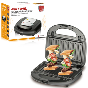 AKANE <span class=keywords><strong>Sandwichera</strong></span> de 750W con revestimiento antiadherente de calefacción de doble cara fácil de limpiar calor uniforme para tostadas perfectas - Product Image 1