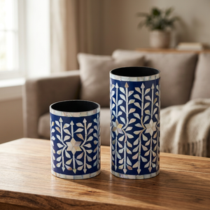 Handcrafted Bone Inlay Resin Crafts Flower <b>Vase</b> Classic Style Home Indoor Outdoor Decor Polished Tabletop Planter Pot Urn Units - Product Image 1