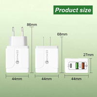 Cargador USB Universal de 3 Puertos con Carga Rápida 3.0, Adaptador de Pared de 2.4A para Teléfonos Móviles