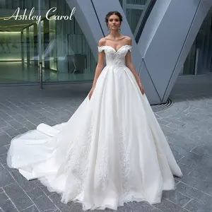Ashley Carol Vestido De Novia 2022 Vestido De Novia Clásico Fuera Del Hombro Con Cuentas Apliques Sin Espalda Sweetheart <span class=keywords><strong>Vestidos</strong></span> De Novia - Product Image 1