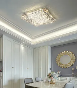 Tpstar Lighting luxury stainless steel restaurant light K9 crystal square bedroom ceiling lamp wholesale