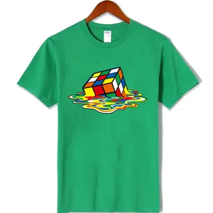Maglietta personalizzata stampa Casual T-Shirt a maniche corte in cotone 100% di alta qualità T-shirt verde o-collo con stampa quadrata magica