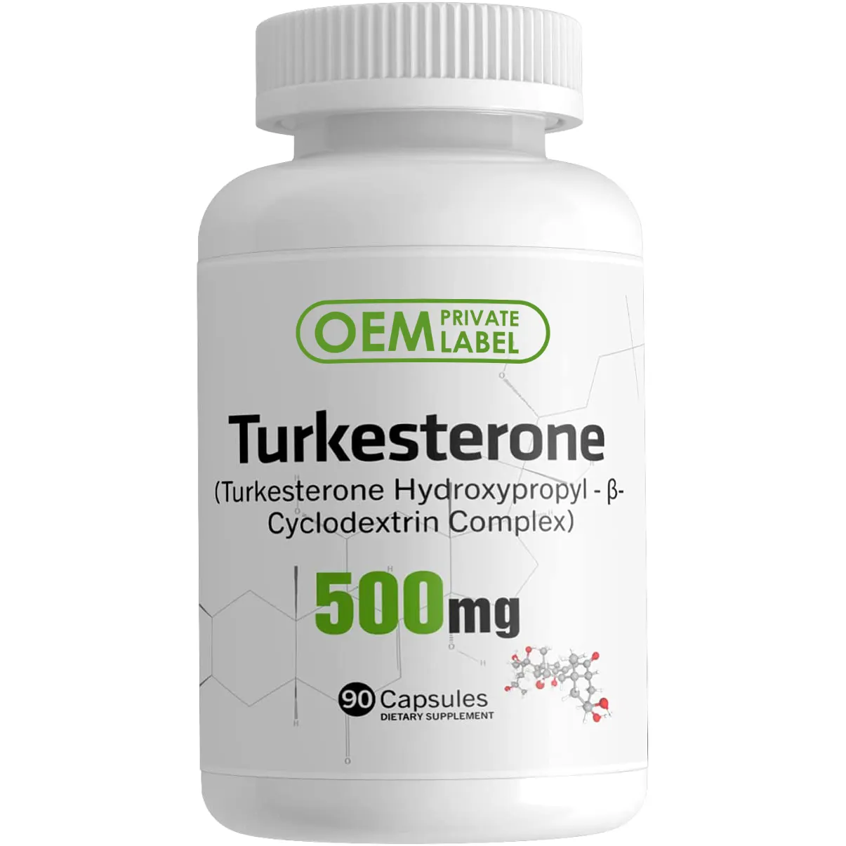 Logo de marque privée OEM Turkesterone 500mg, complément alimentaire naturel anabolique, favorise la force, l'endurance et la croissance musculaire