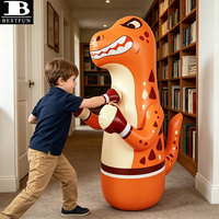 Sac de frappe gonflable durable pour enfants, base rebondissante, jouet de boxe gonflable en forme de dinosaure orange pour la remise en forme des tout-petits et la salle de sport